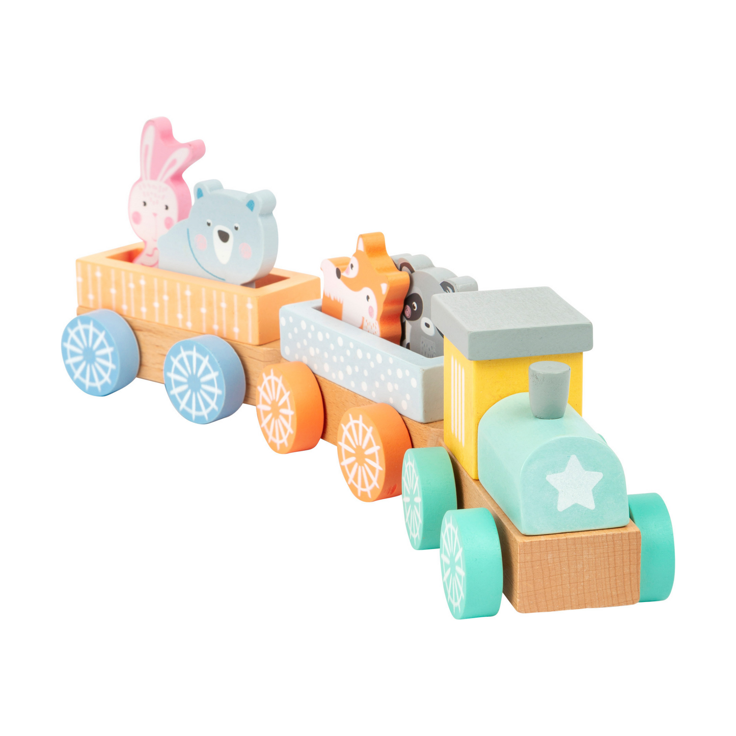 Tren din lemn, culori pastelate, Small Foot