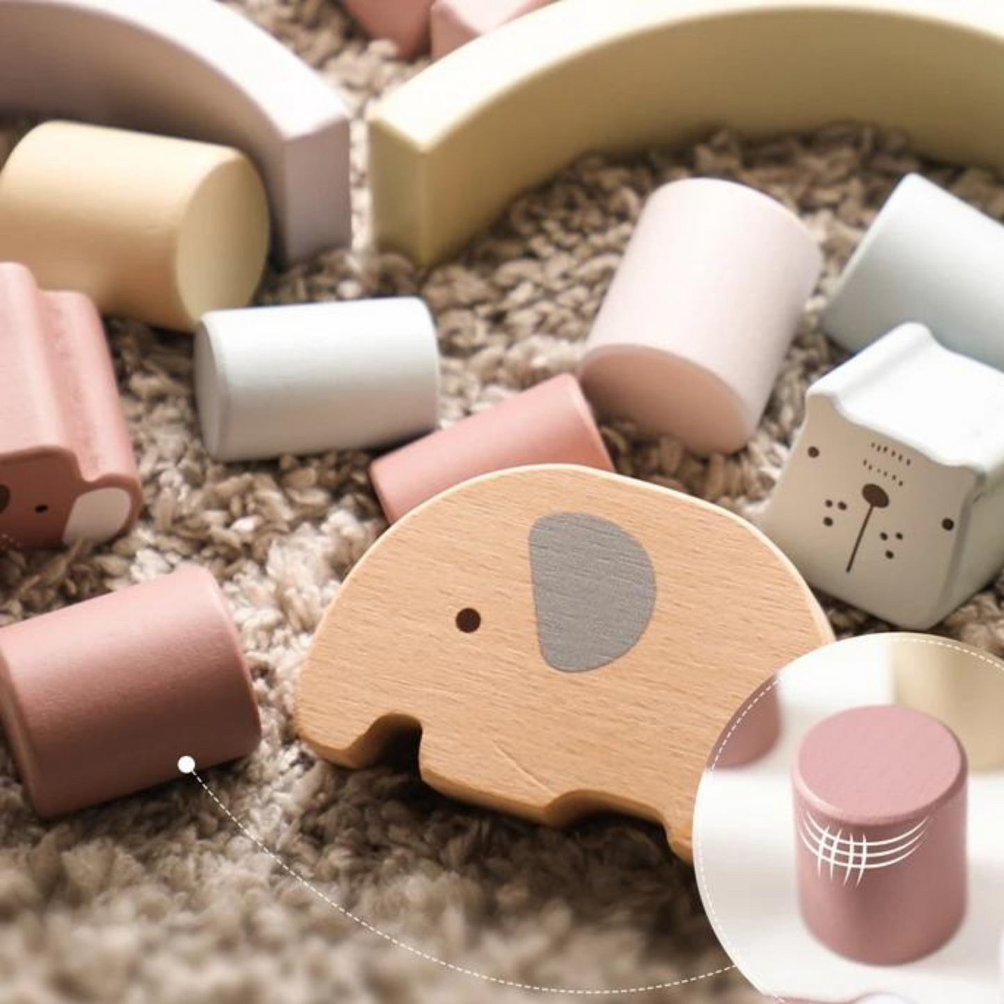 Jucarie de stivuire si echilibru, din lemn, cu animale