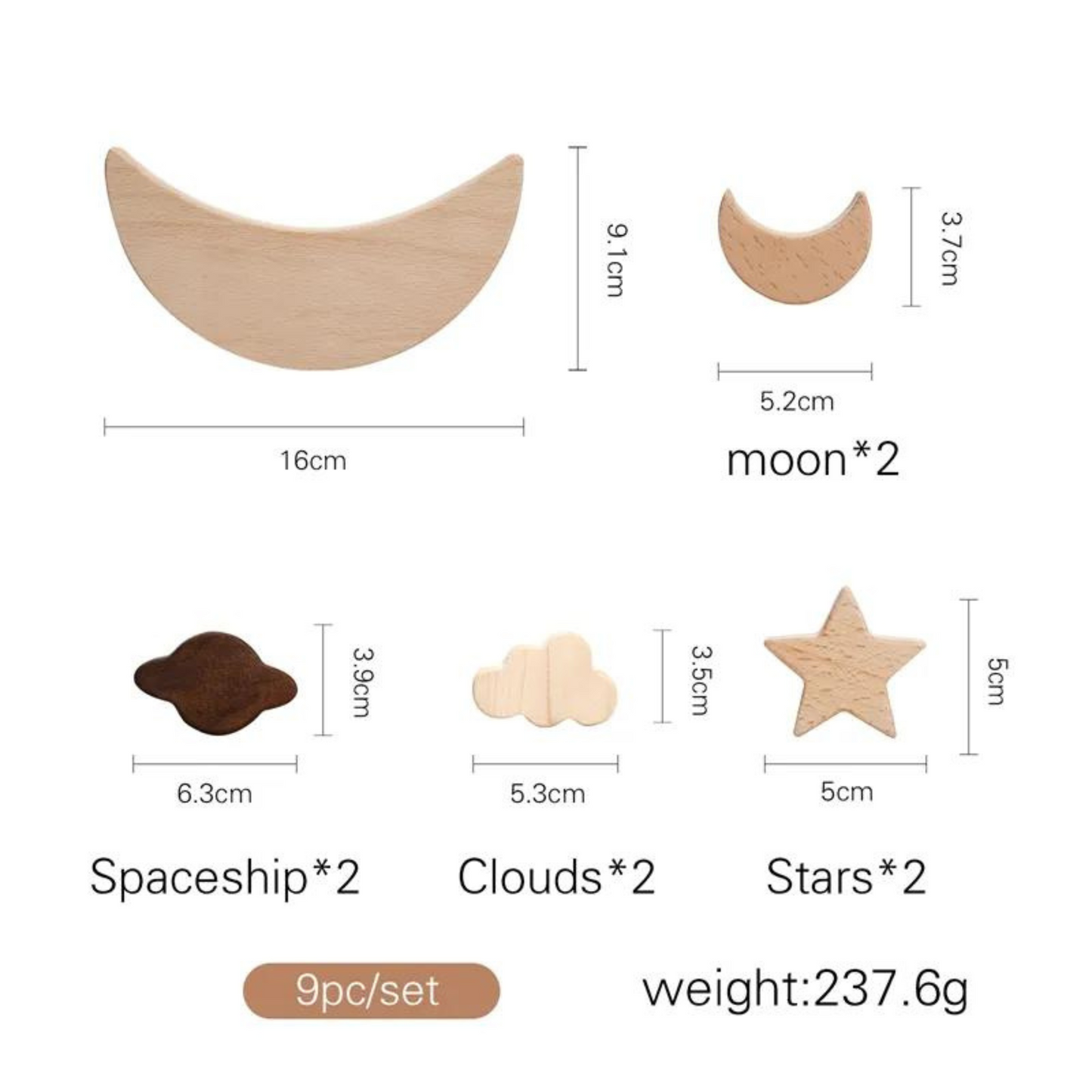 Jucarie de stivuire si echilibru, din lemn, in forma de luna