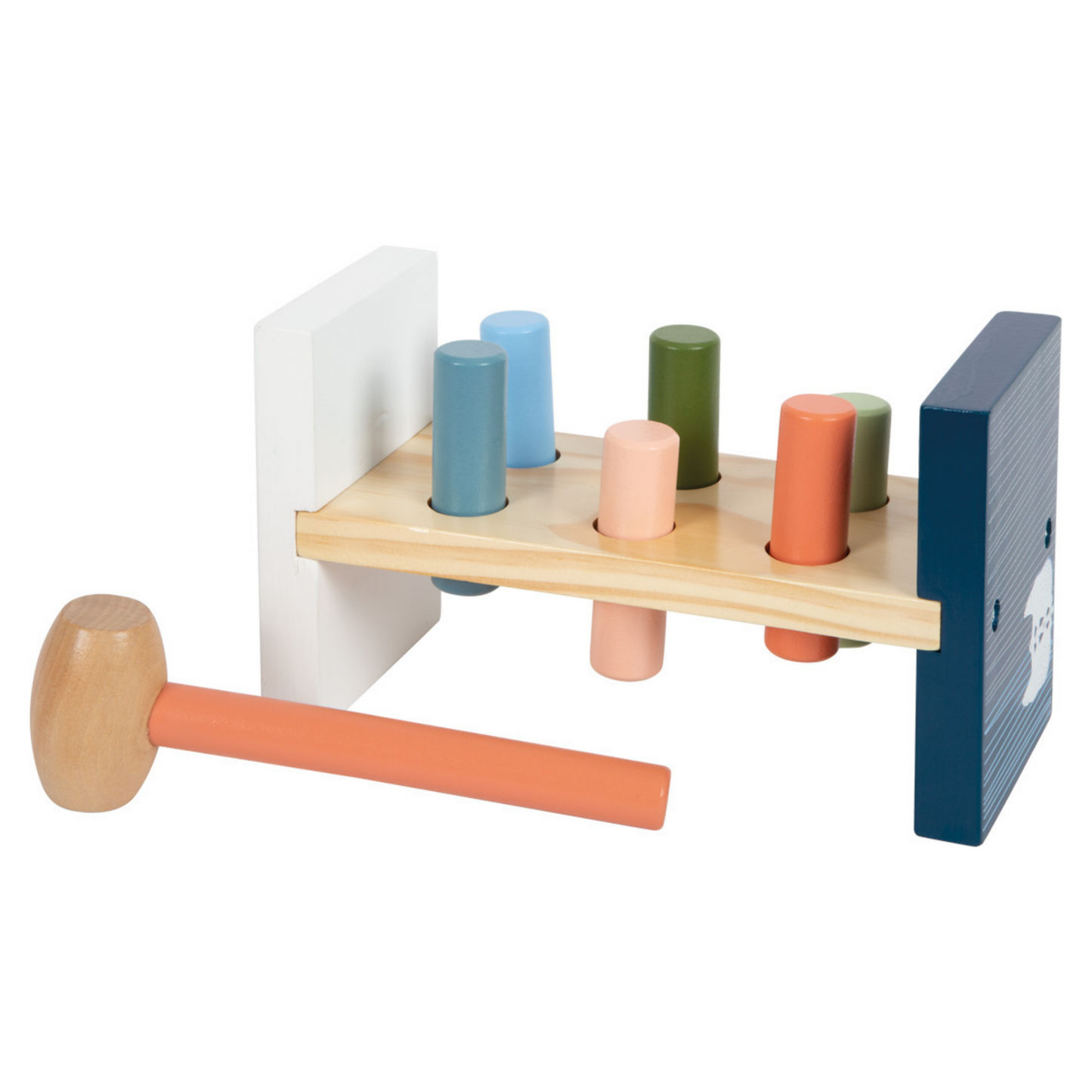 Banc de lucru cu ciocanel si cilindri, din lemn, bleumarin, Small Foot