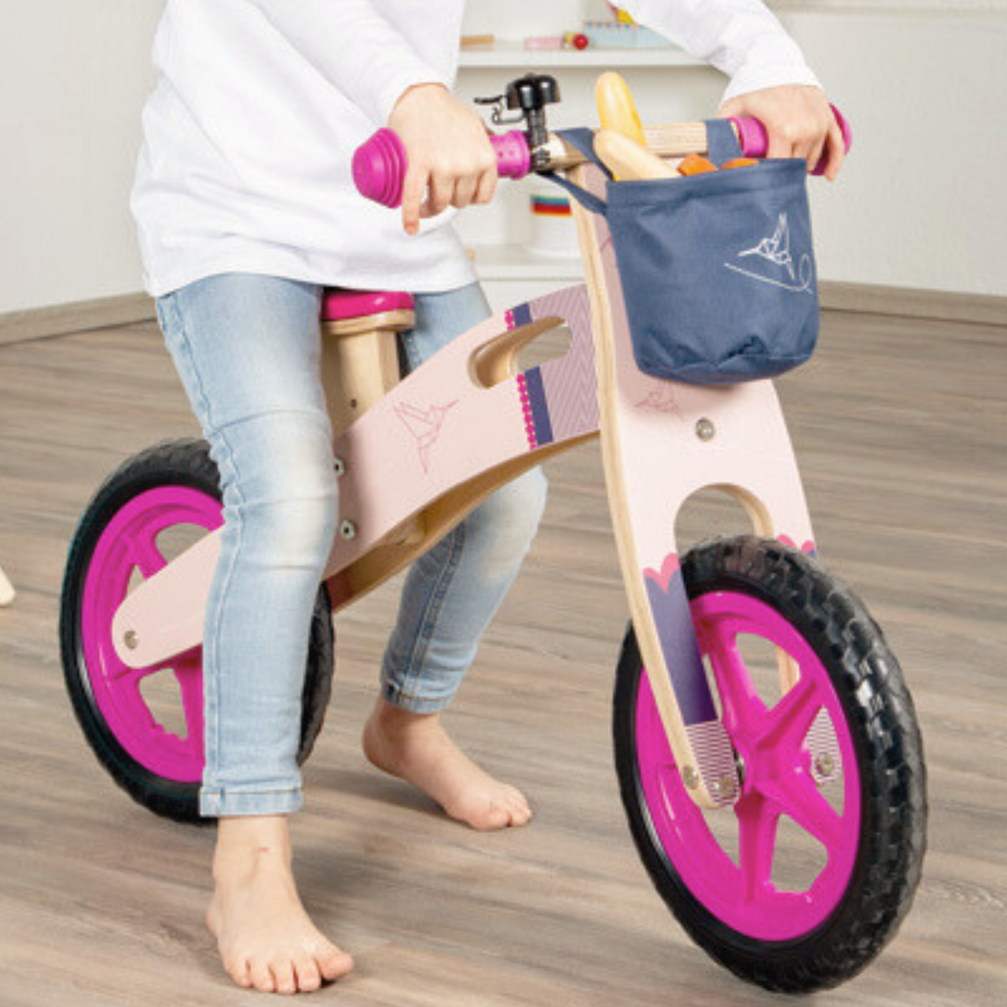 Bicicleta de echilibru din lemn, roz, Small Foot