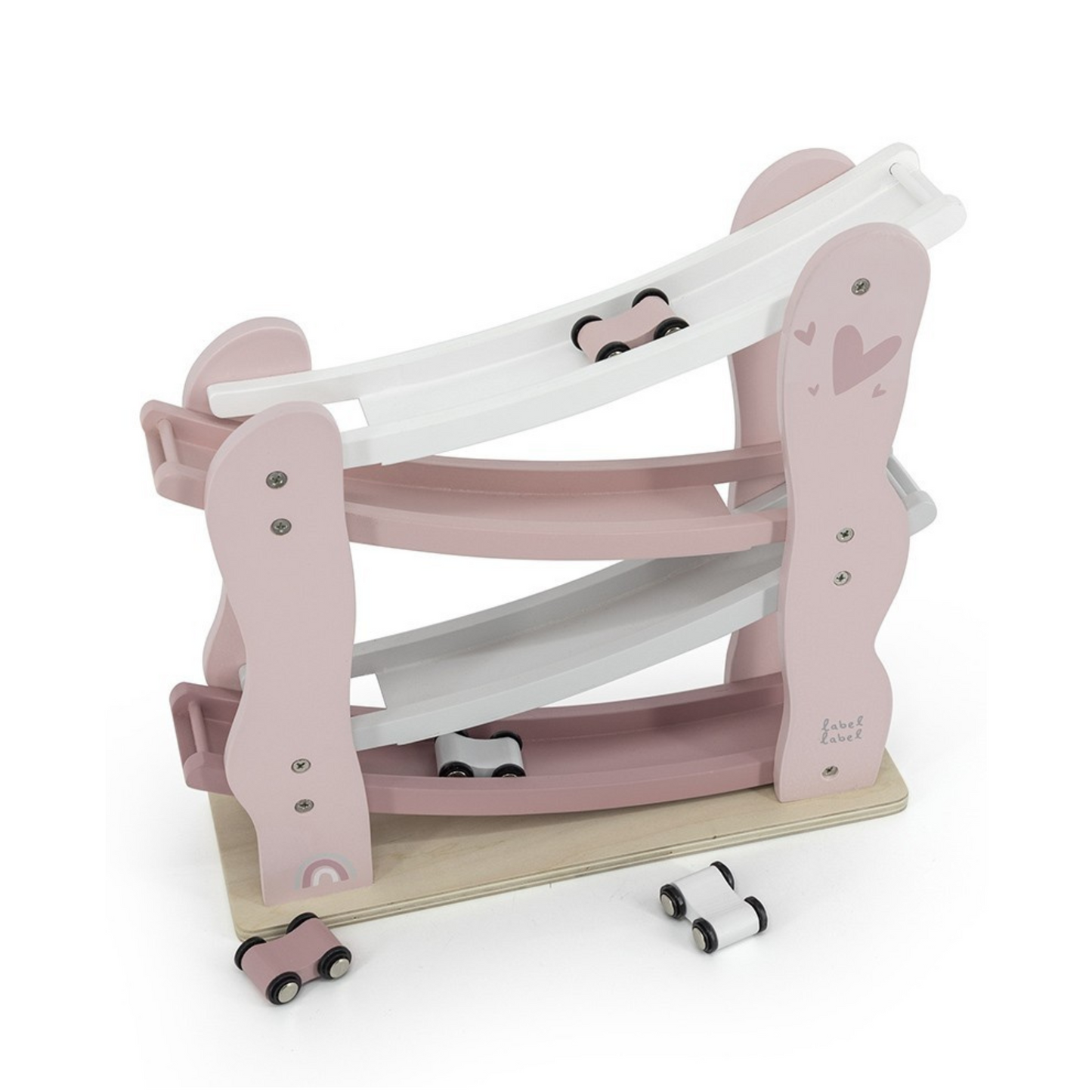 Circuit pentru masini, jucarie din lemn, roz, Label Label