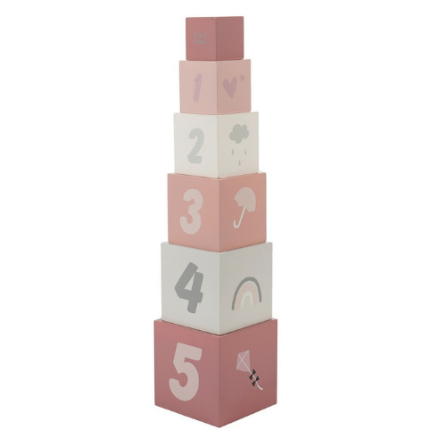 Cuburi stivuibile din lemn, cu cifre, pentru copii, culoarea bleu, Label Label