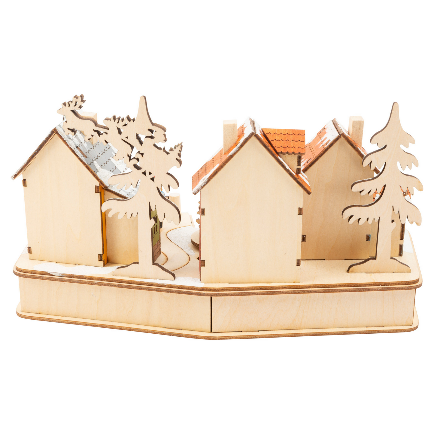 Decoratiune luminoasa de Craciun in forma de orasel, din lemn, Small Foot