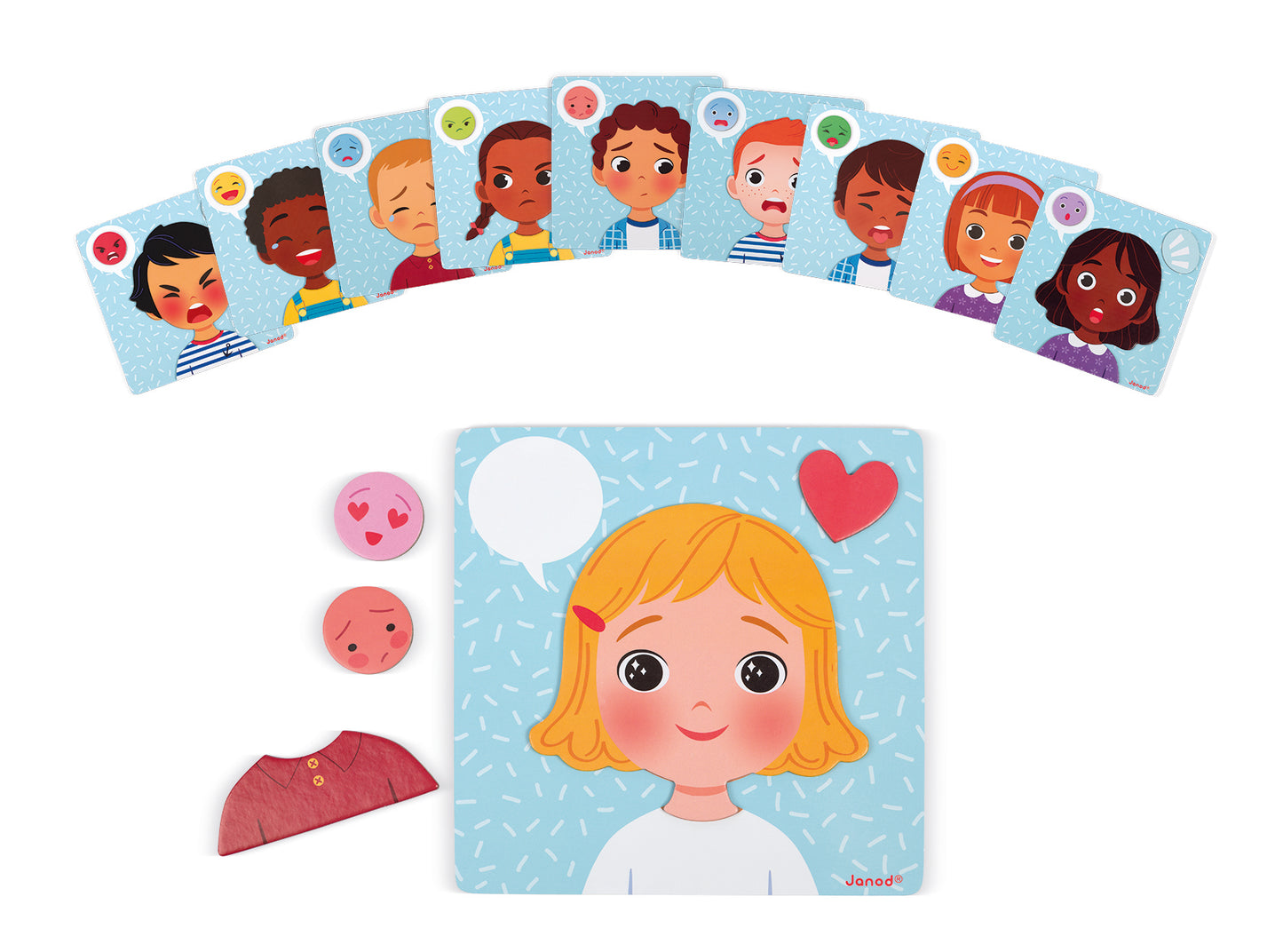 Set educativ 20 de cartonaşe magnetice despre emoţii, Janod