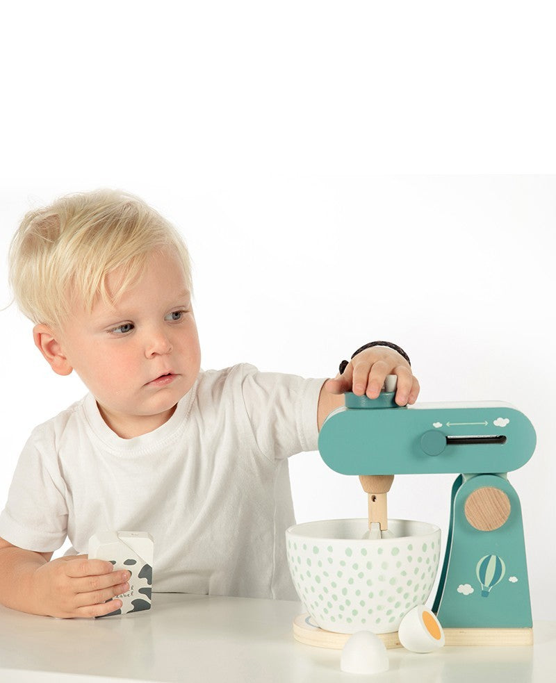 Mixer din lemn, culoarea verde, Label Label