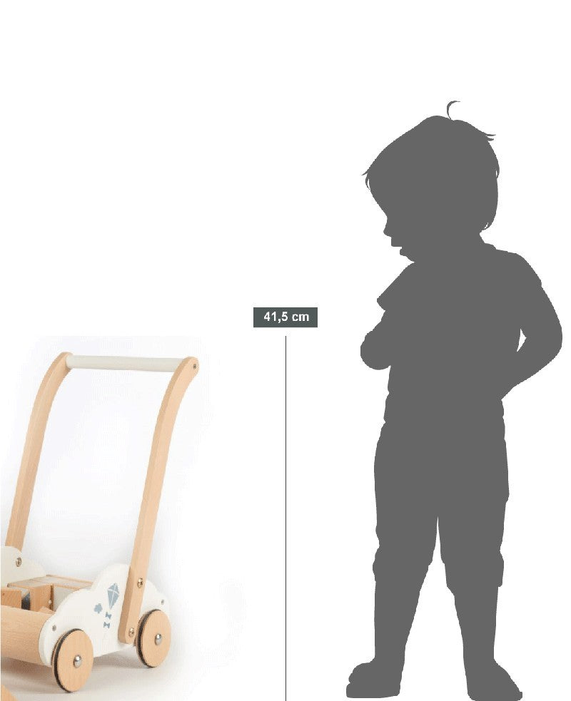 Antemerator din lemn, cu cuburi si spatiu de depozitare, roz, Label Label