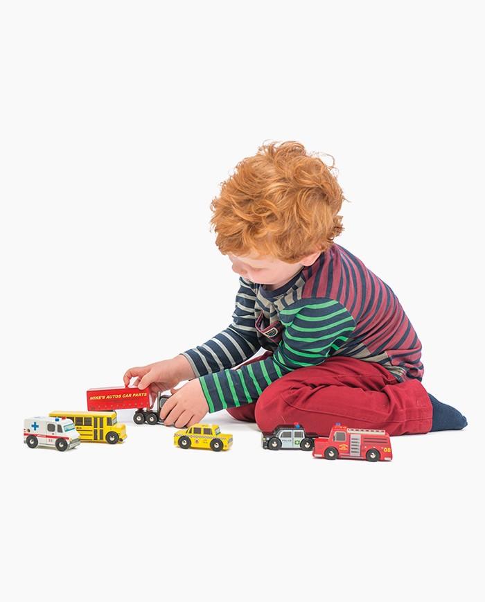 Set de masinute din lemn, vehicule din New York, Le Toy Van