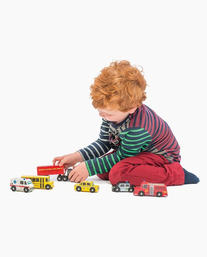 Set de masinute din lemn, vehicule din New York, Le Toy Van