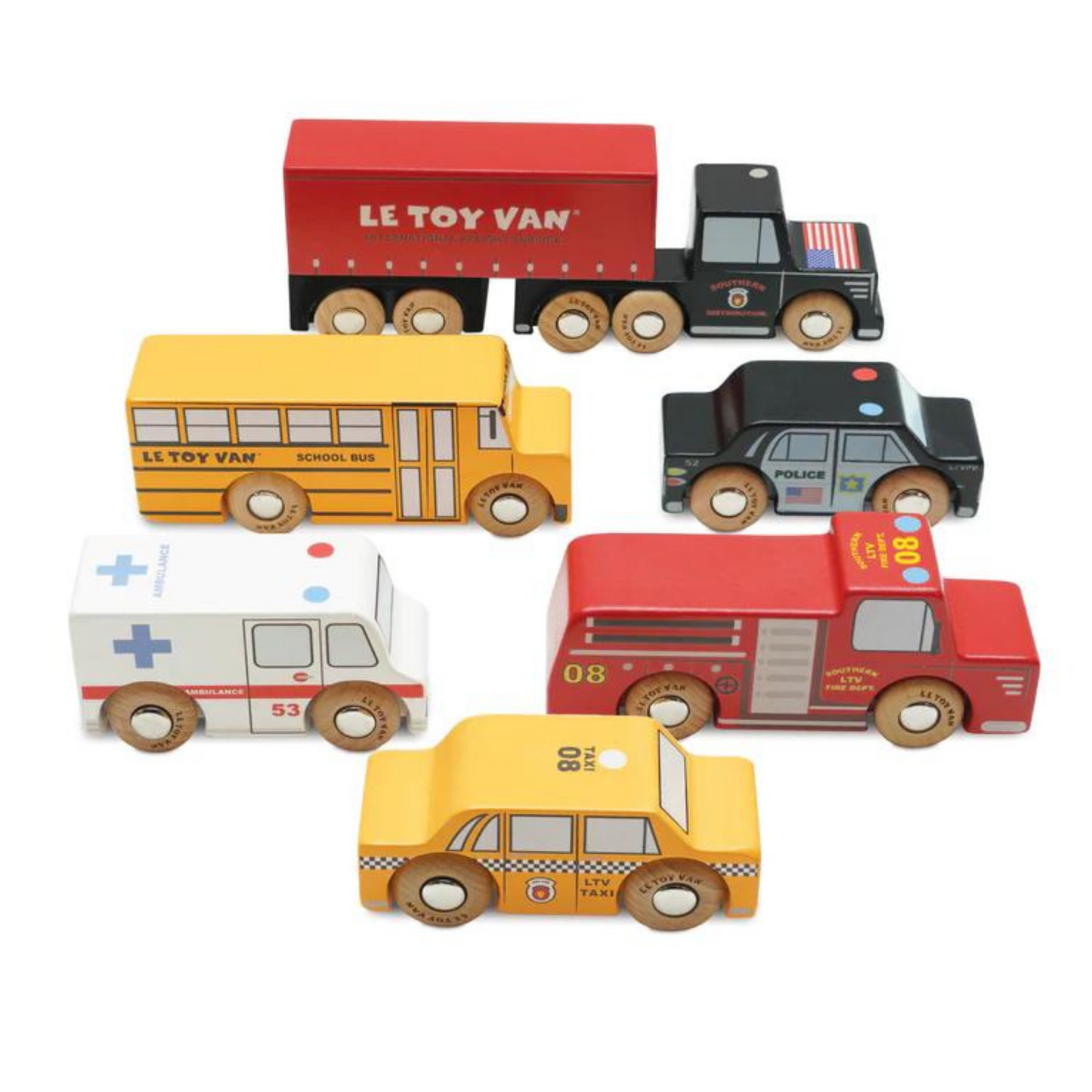 Set de masinute din lemn, vehicule din New York, Le Toy Van