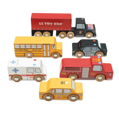 Set de masinute din lemn, vehicule din New York, Le Toy Van
