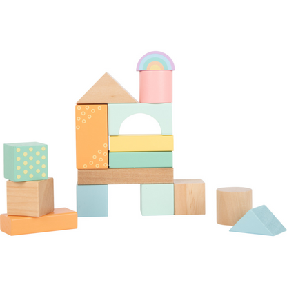 Cuburi de construit, din lemn, in culori pastelate, Small Foot